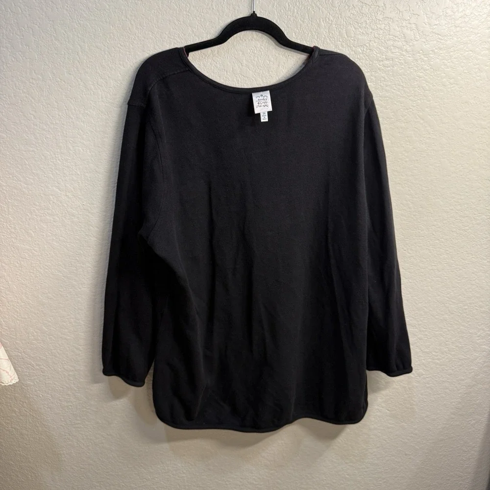 Parsley & Sage Womens Plus 2X‎ Reversible Knit Top Red Black Long Sleeve Cozy